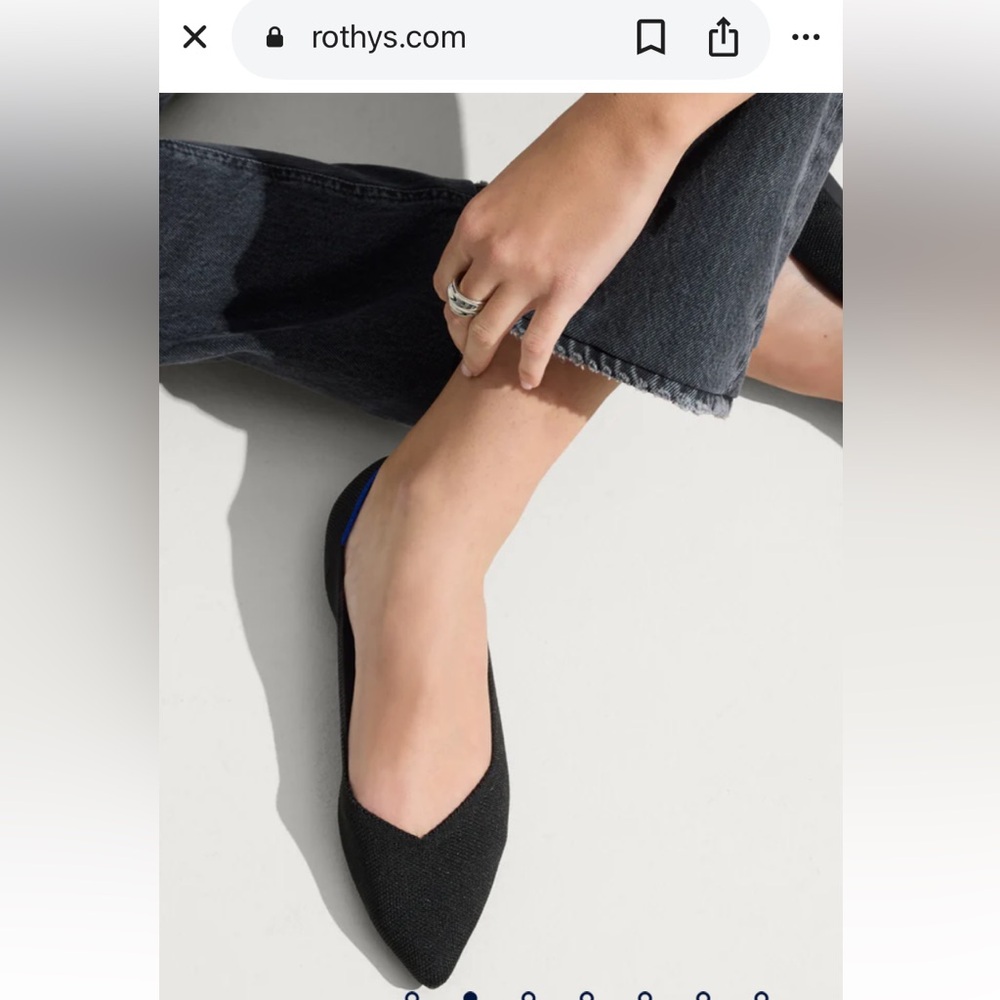 🔥Rothy's Elegant Black Flats with Blue Detail - Picture 4 of 14